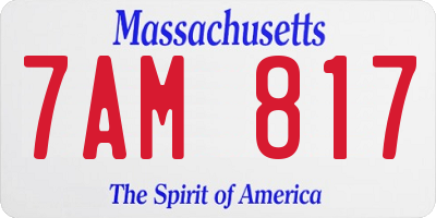 MA license plate 7AM817