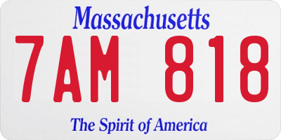 MA license plate 7AM818