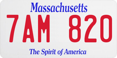 MA license plate 7AM820