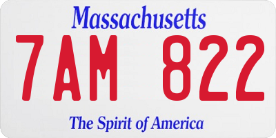 MA license plate 7AM822