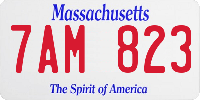MA license plate 7AM823