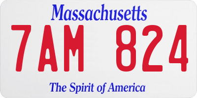 MA license plate 7AM824