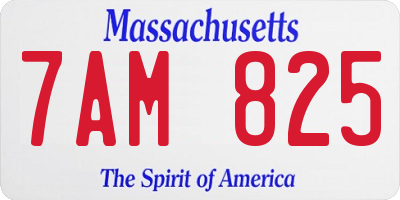 MA license plate 7AM825