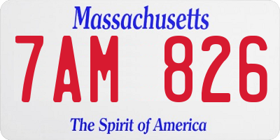 MA license plate 7AM826