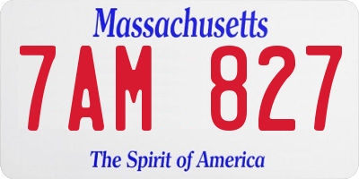 MA license plate 7AM827