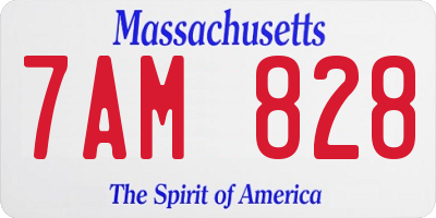 MA license plate 7AM828