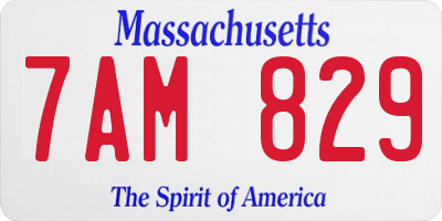 MA license plate 7AM829