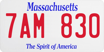 MA license plate 7AM830