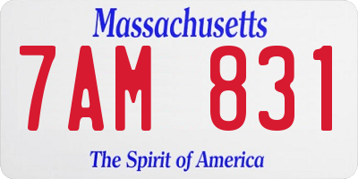 MA license plate 7AM831