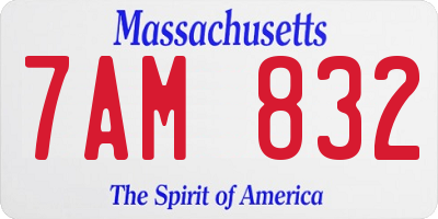 MA license plate 7AM832