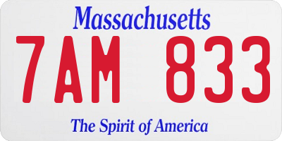 MA license plate 7AM833