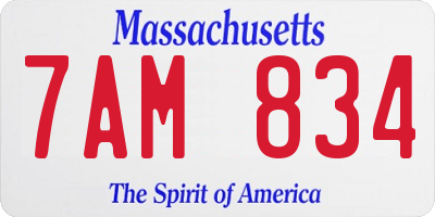 MA license plate 7AM834