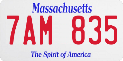MA license plate 7AM835