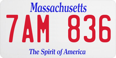 MA license plate 7AM836