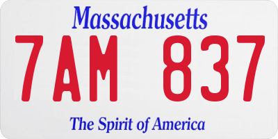 MA license plate 7AM837