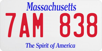 MA license plate 7AM838