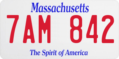 MA license plate 7AM842