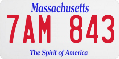 MA license plate 7AM843