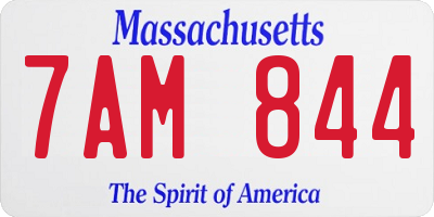MA license plate 7AM844