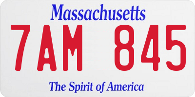 MA license plate 7AM845