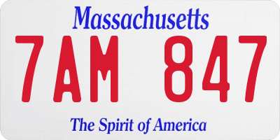 MA license plate 7AM847