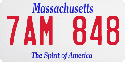 MA license plate 7AM848