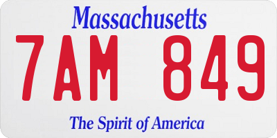 MA license plate 7AM849