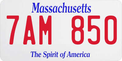 MA license plate 7AM850