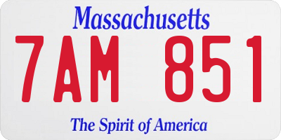 MA license plate 7AM851