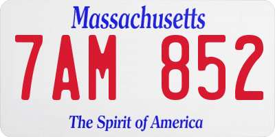 MA license plate 7AM852