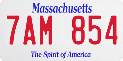 MA license plate 7AM854