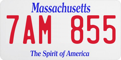MA license plate 7AM855