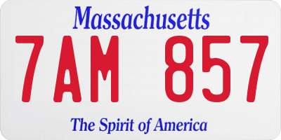 MA license plate 7AM857