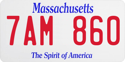 MA license plate 7AM860