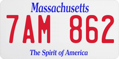 MA license plate 7AM862