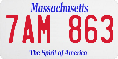 MA license plate 7AM863