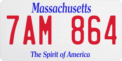 MA license plate 7AM864