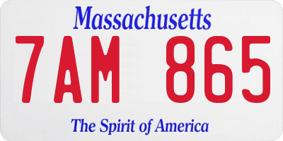 MA license plate 7AM865