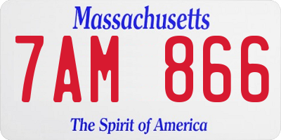 MA license plate 7AM866