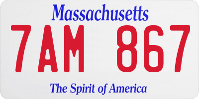 MA license plate 7AM867