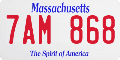 MA license plate 7AM868