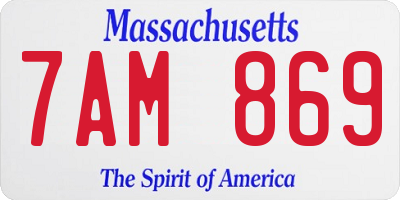 MA license plate 7AM869