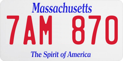 MA license plate 7AM870
