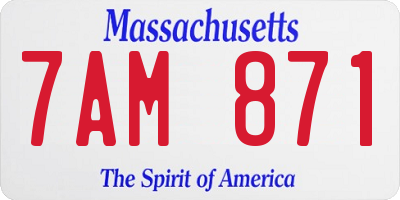 MA license plate 7AM871