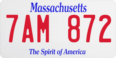 MA license plate 7AM872