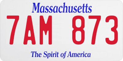 MA license plate 7AM873