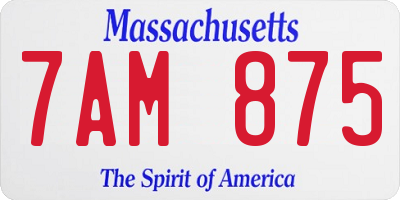 MA license plate 7AM875