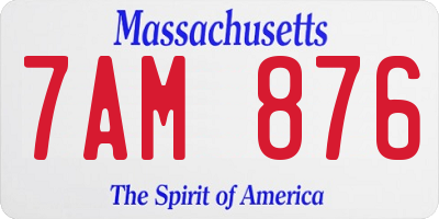 MA license plate 7AM876