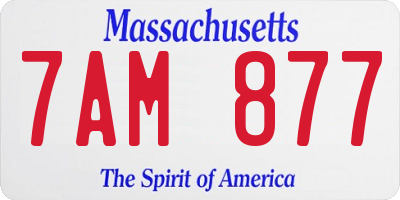 MA license plate 7AM877