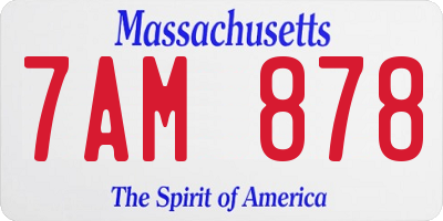 MA license plate 7AM878